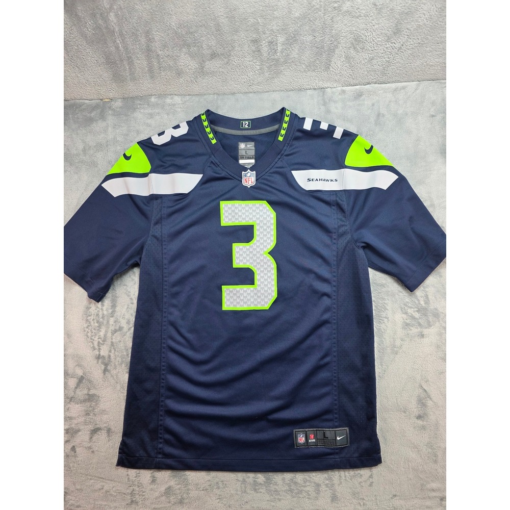 Nike Seattle Seahawks Russell Wilson 3 On Field Jersey‎ Navy Blue Mens Large
